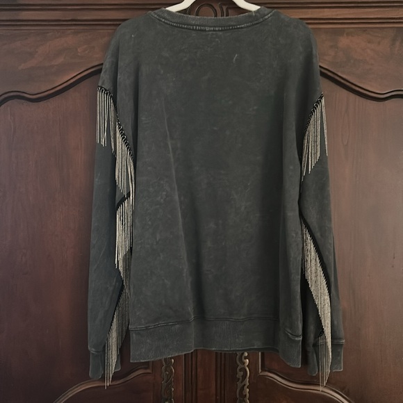 Kut from the Kloth Sweatshirt with Chain Fringe-XL - Picture 6 of 7